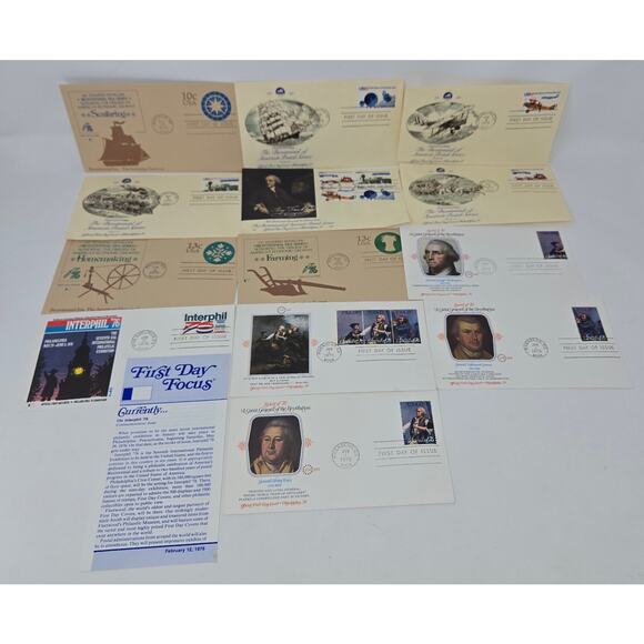 Bicentennial of America's Postal Service First Run Envelope Set of 18 Stamps